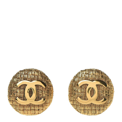 Chanel CC Button Clip On Earrings Gold 1 of 4