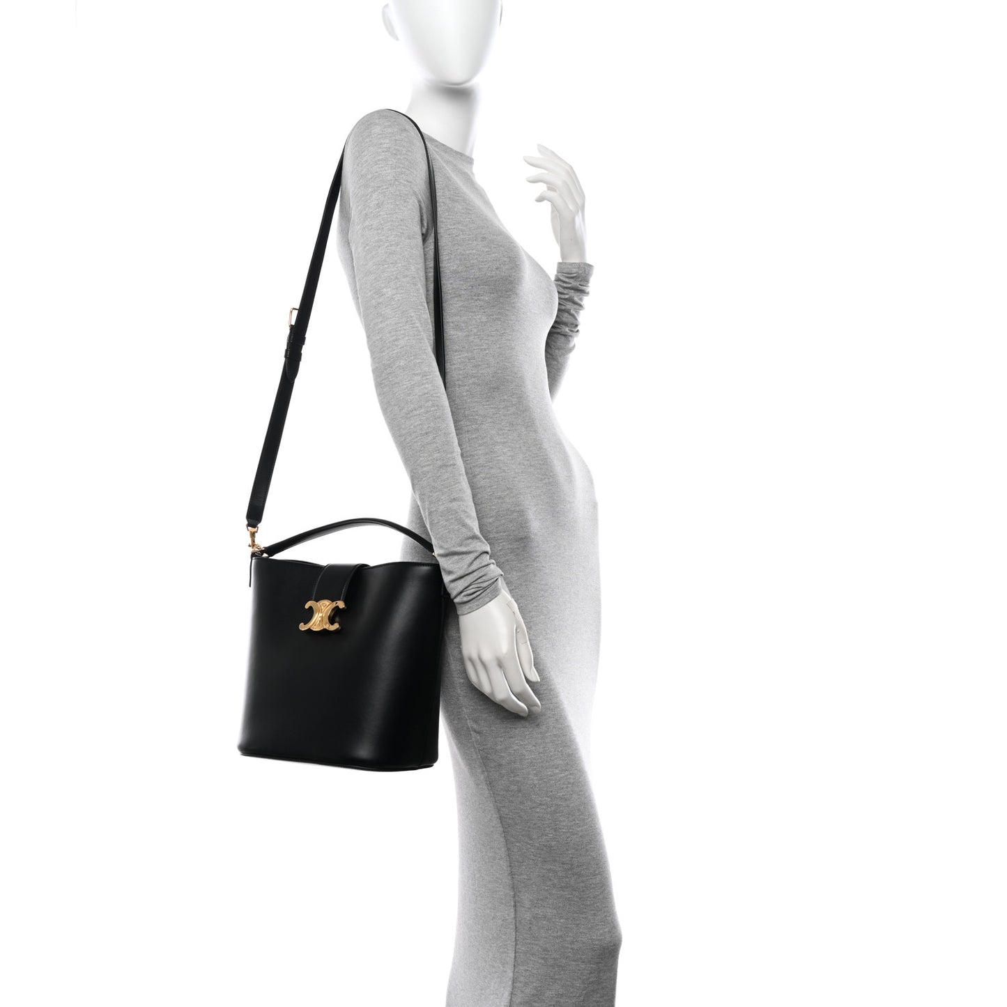 Smooth Calfskin Triomphe Medium Louise Bag Black