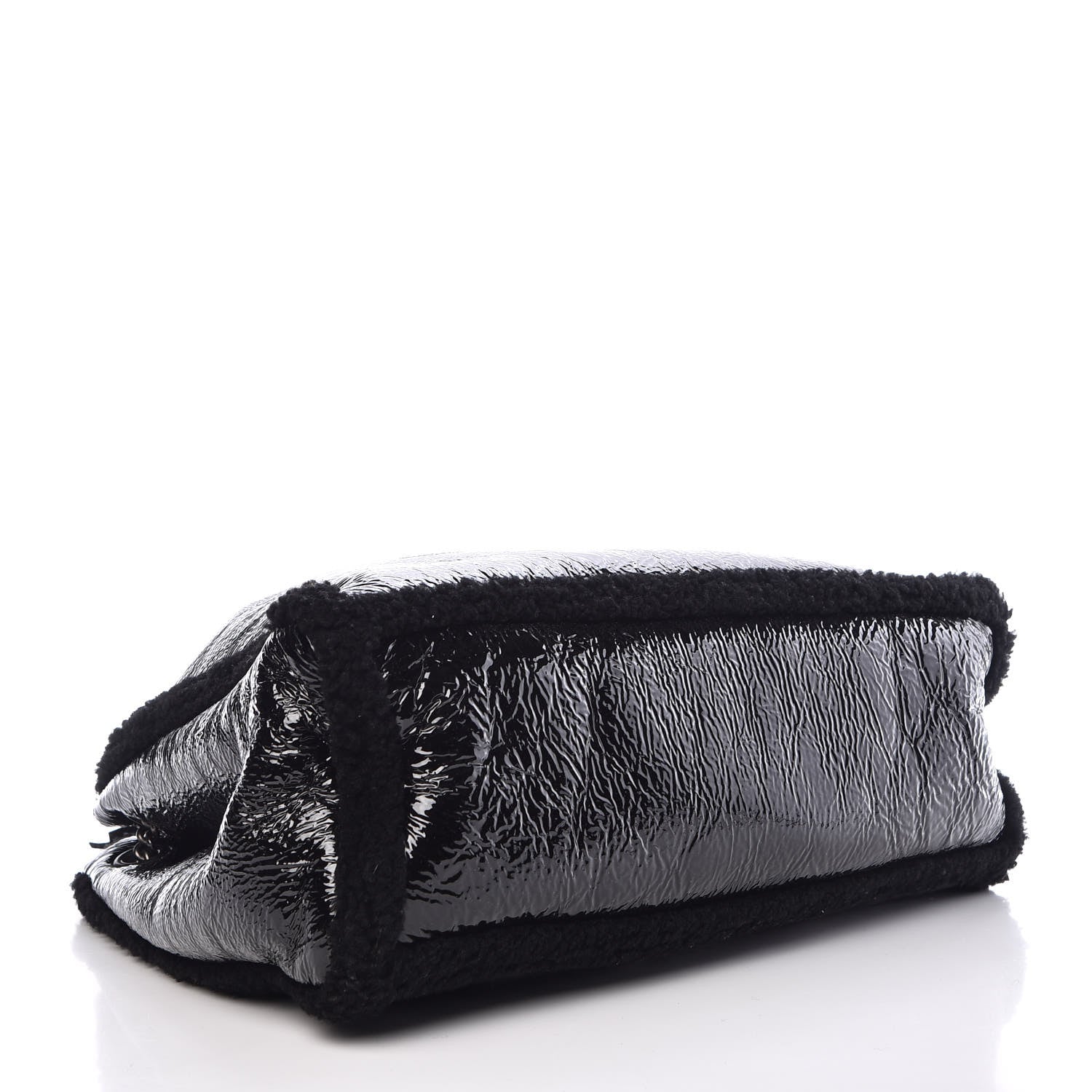 Gucci Patent Shearling Large Soho Chain Shoulder Bag Black 5 of 13