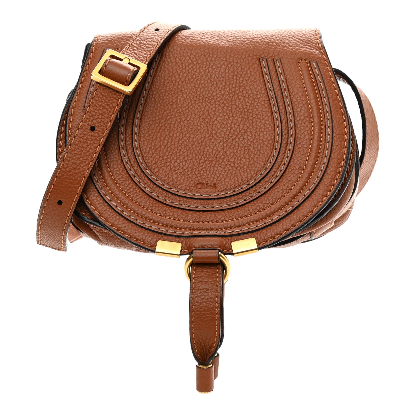 Calfskin Mini Marcie Round Crossbody Bag Tan