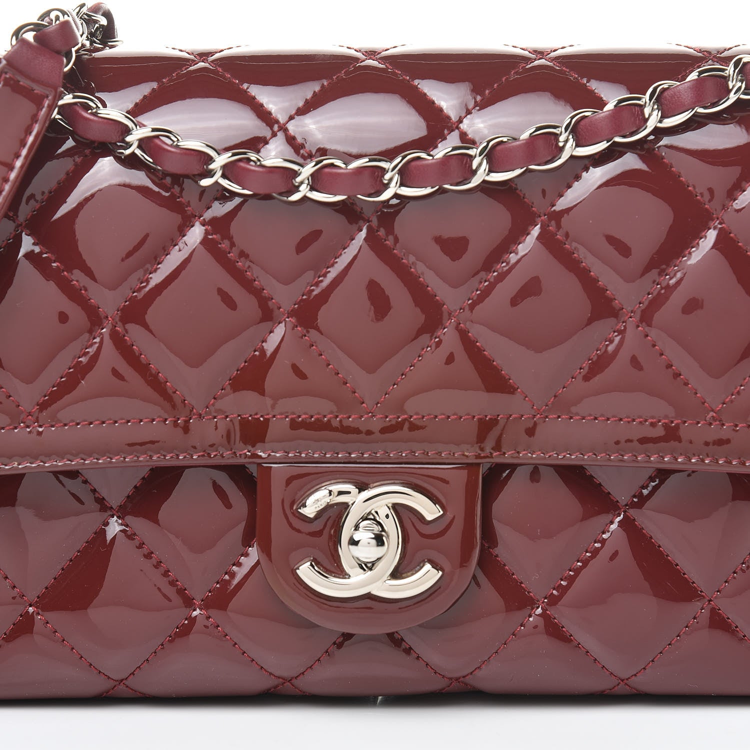 Chanel Patent Quilted Large Coco Shine Flap Burgundy 8 of 11