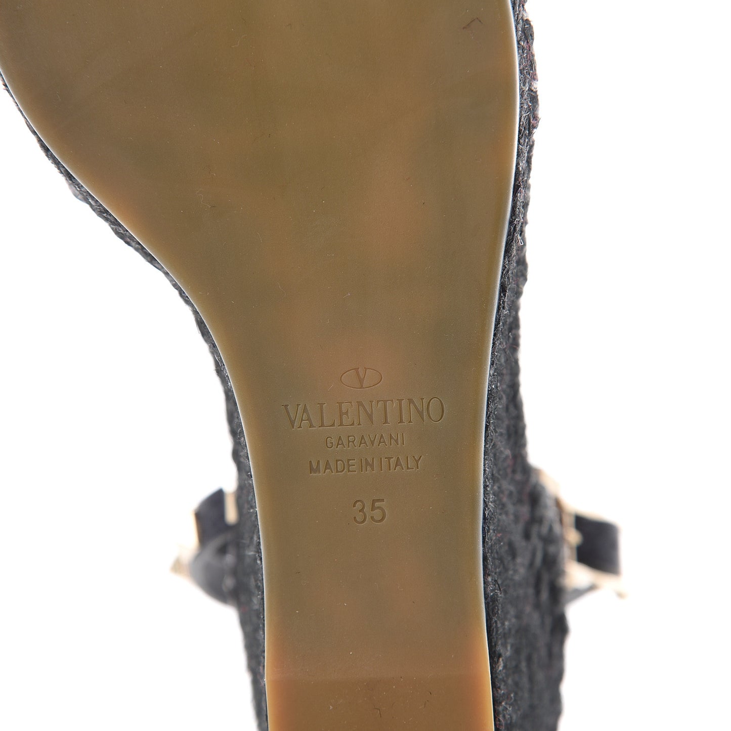 Grained Calfskin Rockstud Ankle Wrap Espadrille 15/85mm Wedges 35 Deep Denim