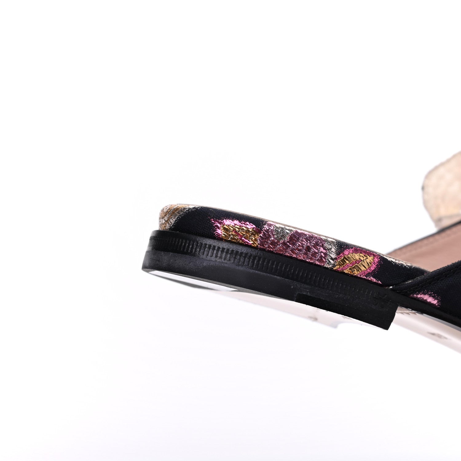 Gucci Iridescent Brocade Pearl Bow Womens Princetown Slippers 36.5 Black Pink 12 of 16