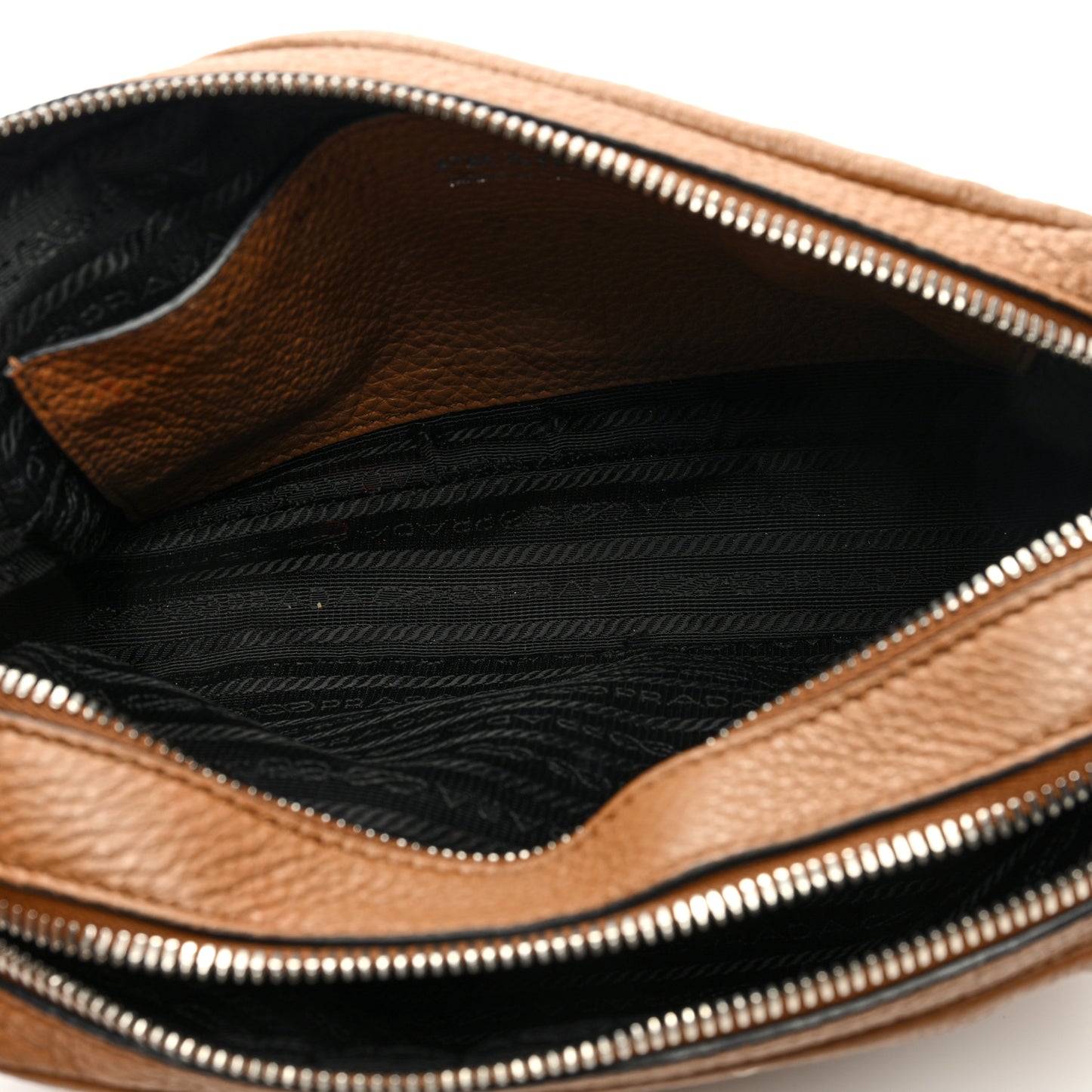 Vitello Daino Soft Medium Double Zip Shoulder Bag Caramel