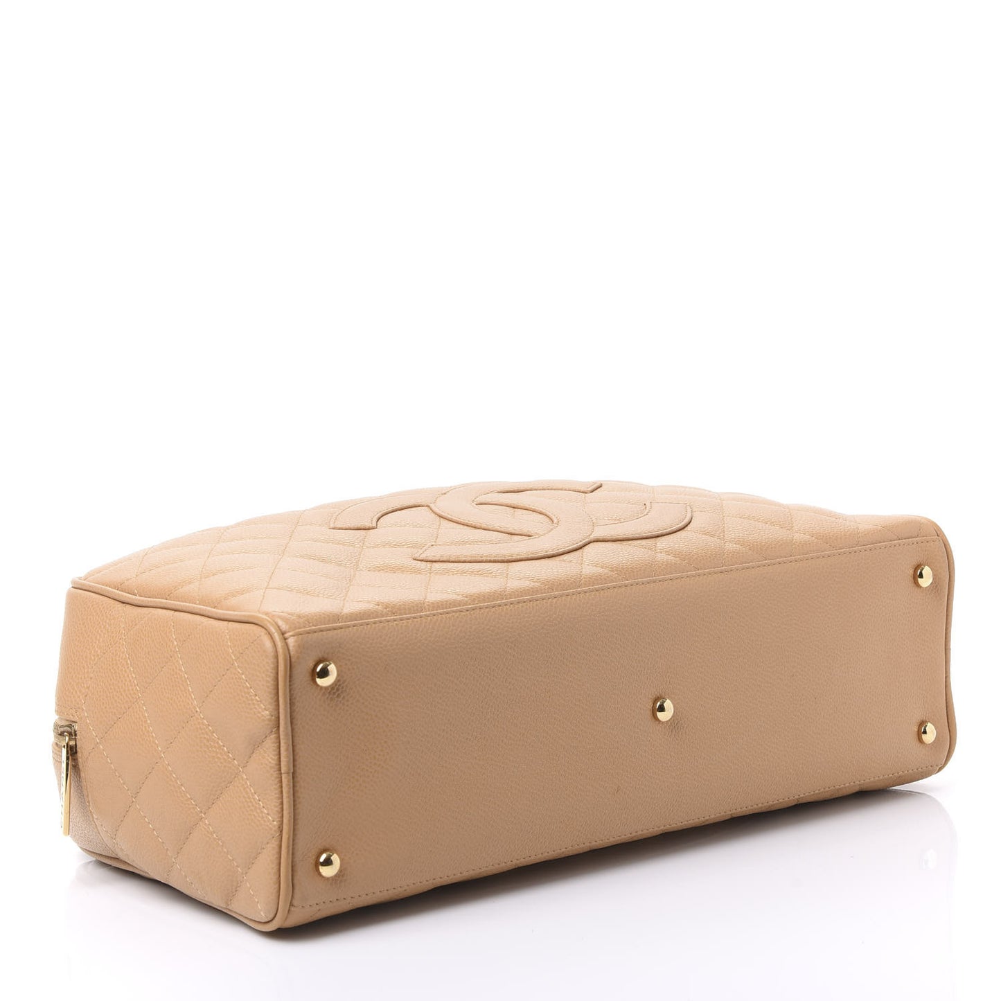 Caviar Quilted Large Bowler Bag Beige