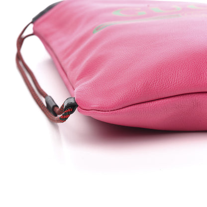 Gucci Grained Calfskin Logo Drawstring Backpack Box Pink Green Black 7 of 9