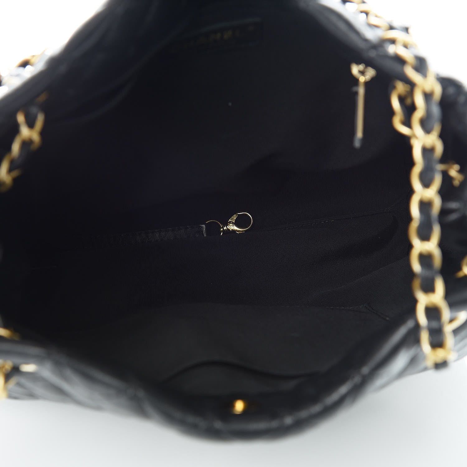 Chanel Lambskin Quilted Large Fluffy CC Shopping Tote Black 5 of 12