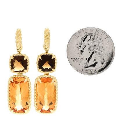 David Yurman 18K Yellow Gold Citrine Smoky Quartz Chatelaine Drop Earrings 2 of 4