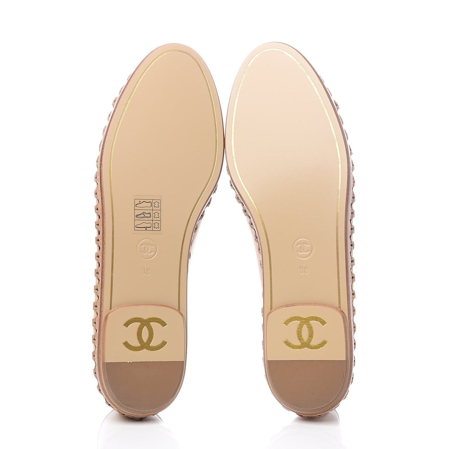 Lambskin Chain CC Mocassin Loafer Espadrilles 38 Beige Black