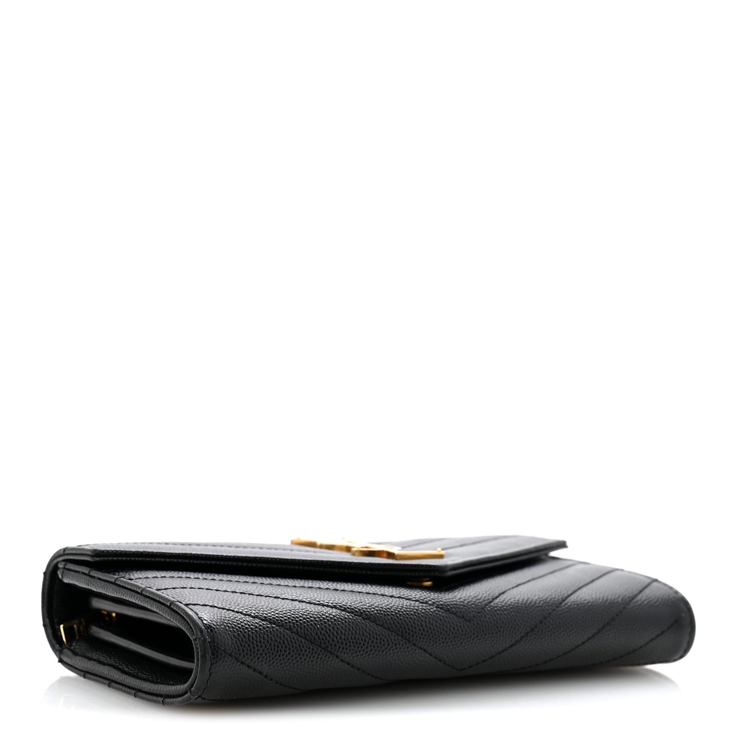 Grain De Poudre Matelasse Chevron Monogram Flap Wallet Black