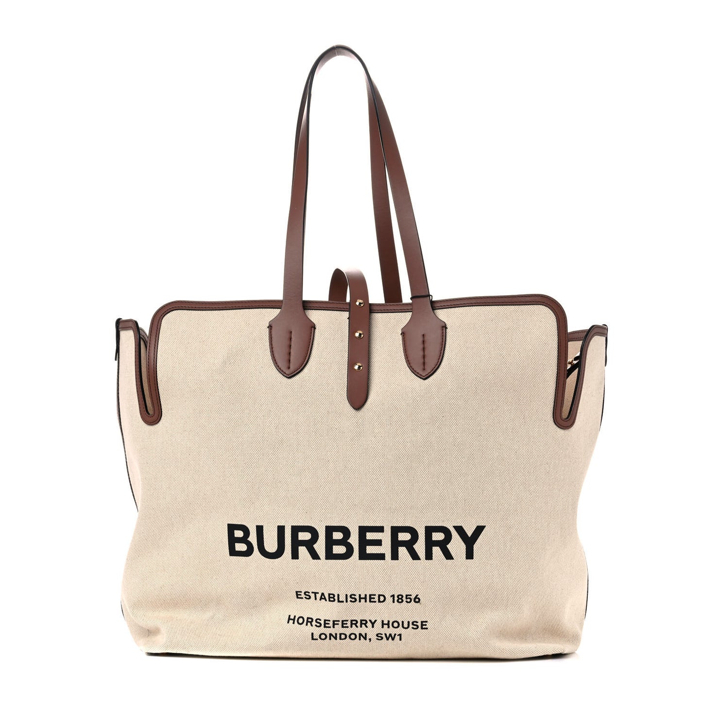 Cotton Canvas Calfskin Large Soft Belted Tote Bag Natural
