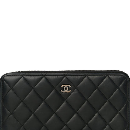 Chanel Lambskin Quilted Large Gusset Zip Around Wallet Black 9 of 12