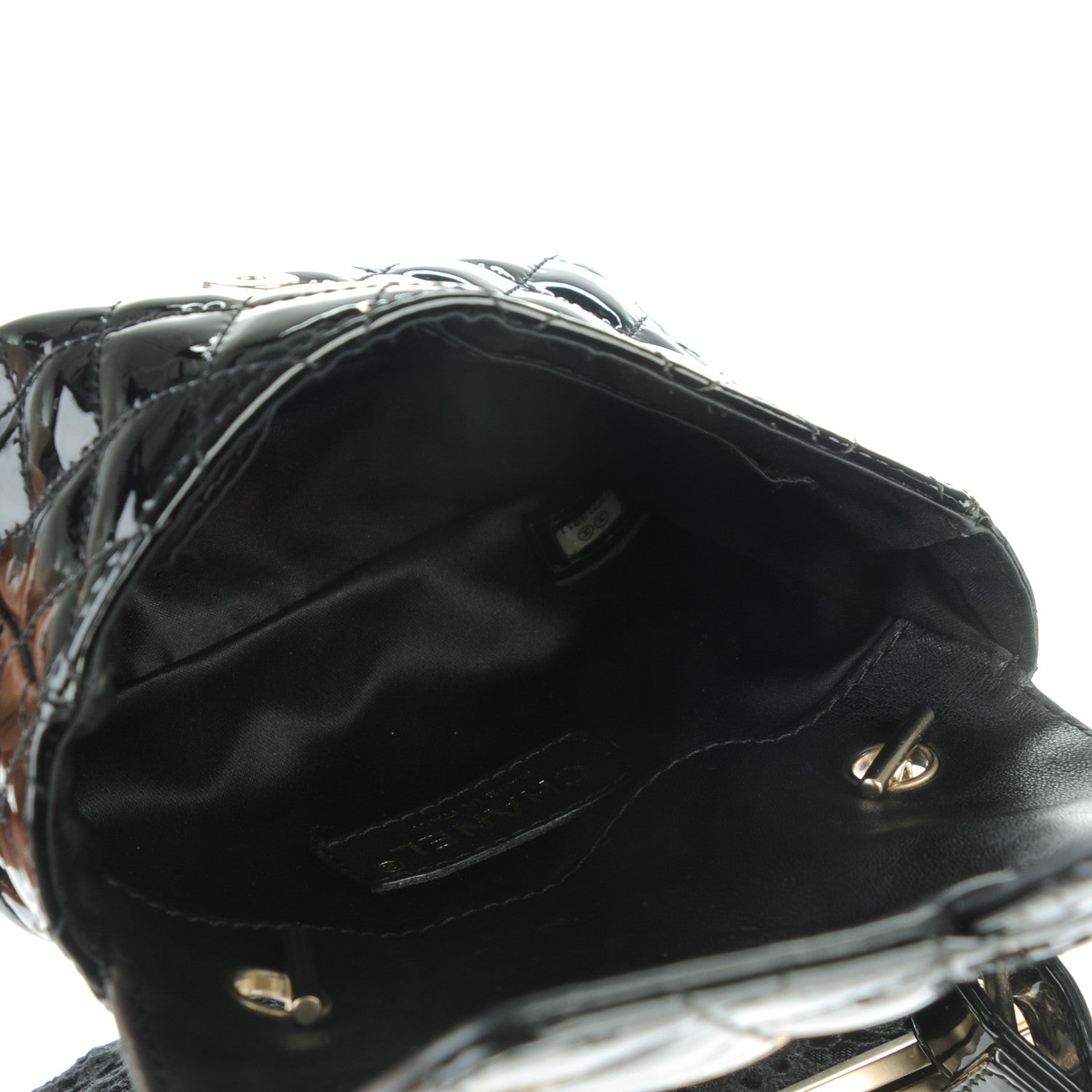 Chanel Patent Lace Mini Kiss Lock Flap Double Bag Black 5 of 8