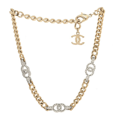 Chanel Crystal CC Chain Links Choker Necklace Gold 3 of 5