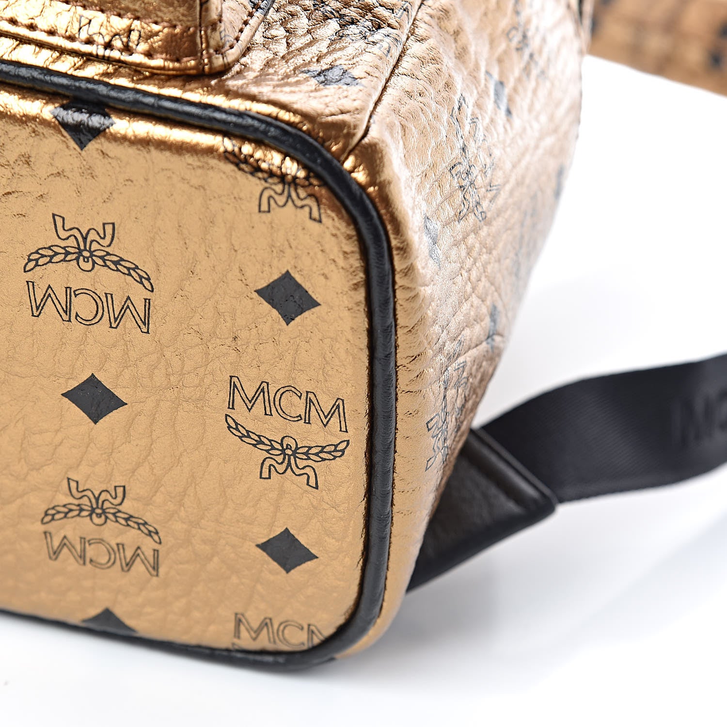 MCM Metallic Visetos Small Stark Backpack Gold 9 of 9