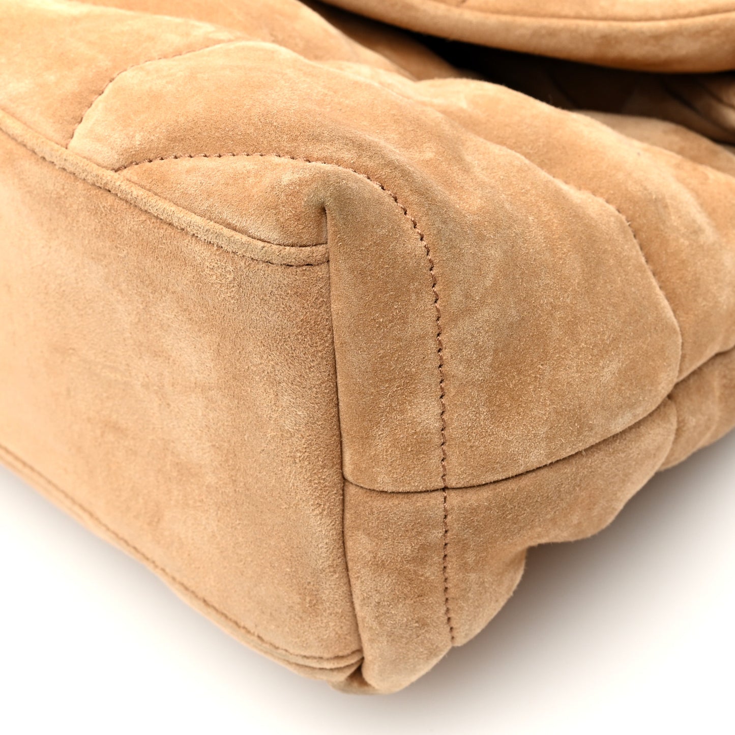 Suede Calfskin Quilted Small Loulou Puffer Monogram Chain Satchel Cinnamon