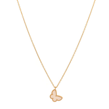 Van Cleef & Arpels 18K Yellow Gold Mother of Pearl Sweet Alhambra Butterfly Pendant Necklace 1 of 7