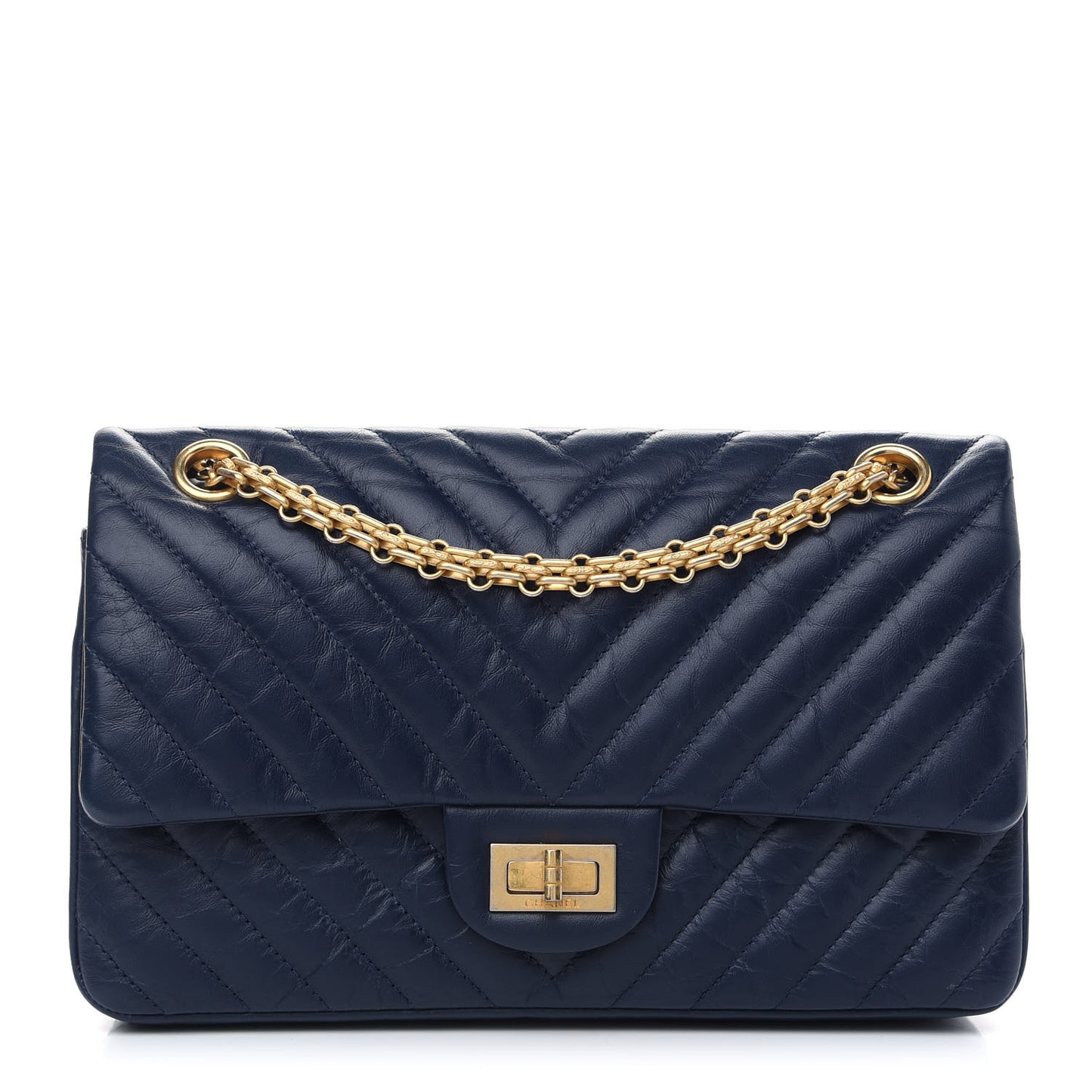 Aged Calfskin Chevron Quilted 2.55 Reissue 225 Flap Blue