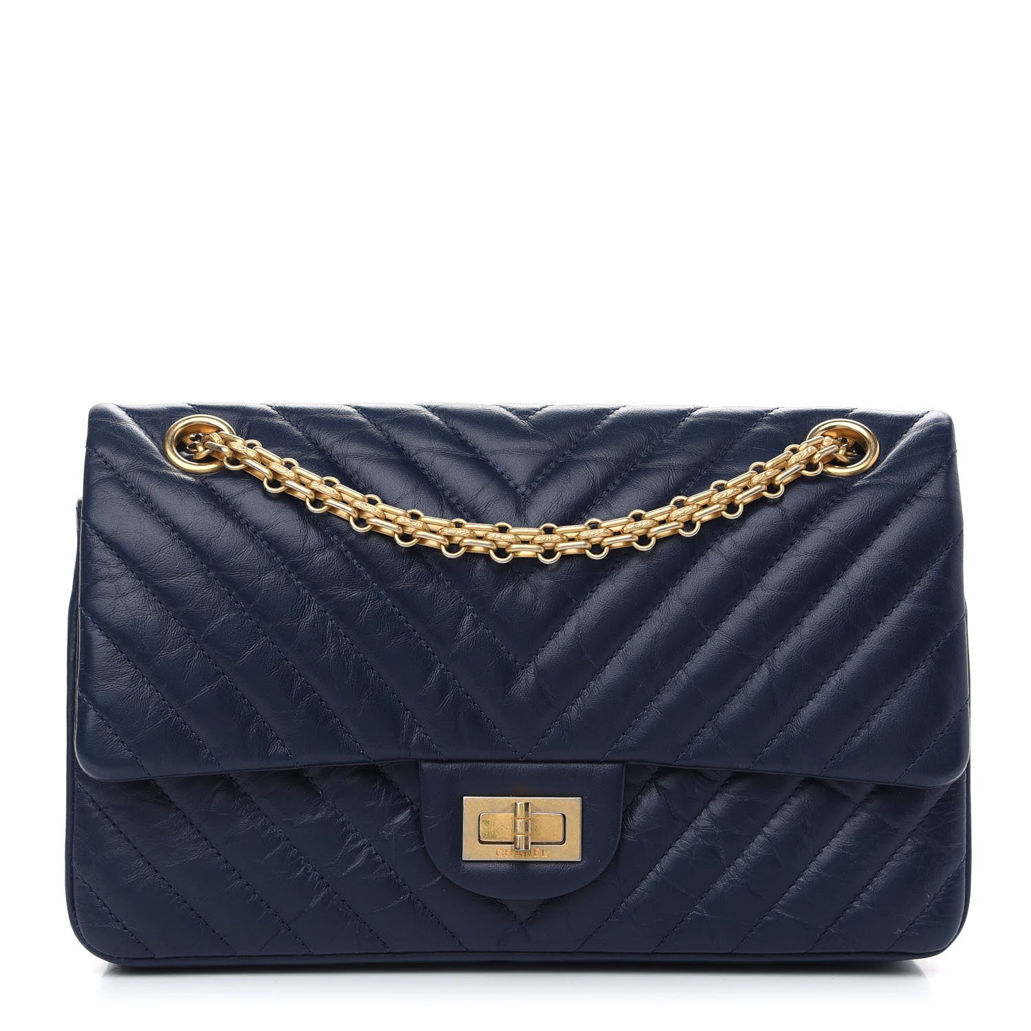Chanel Aged Calfskin Chevron Quilted 2.55 Reissue 225 Flap Blue 1 of 11