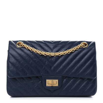 Chanel Aged Calfskin Chevron Quilted 2.55 Reissue 225 Flap Blue 1 of 11