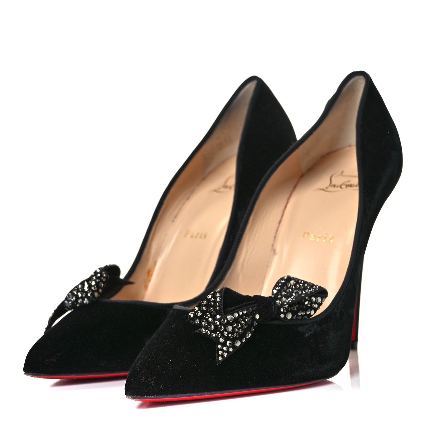 Velvet Madame Menule Bow 100 Pumps 41.5 Black