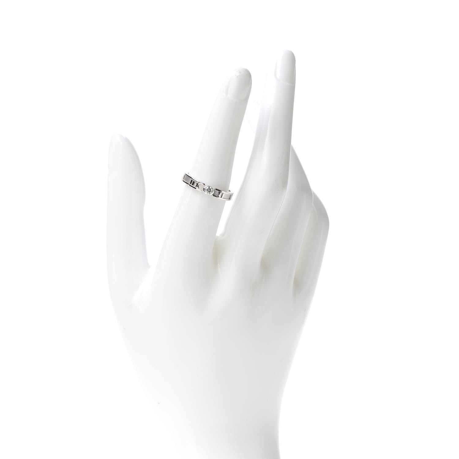 Tiffany 18K White Gold Diamond Atlas Solitaire Band Ring 54 7 2 of 4