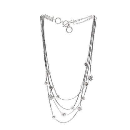 David Yurman Sterling Silver Diamond Multi Strand Starburst Station Necklace 3 of 6
