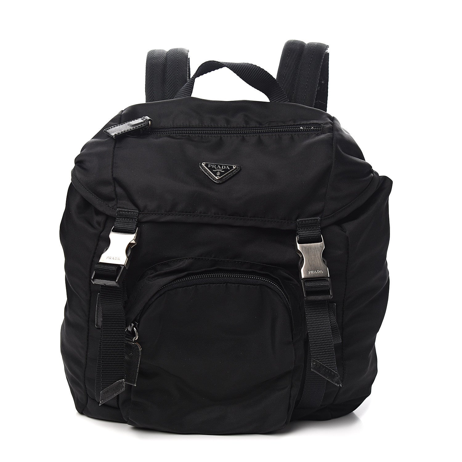 Prada Tessuto Nylon Vela Small Double Buckle Backpack Black 1 of 10