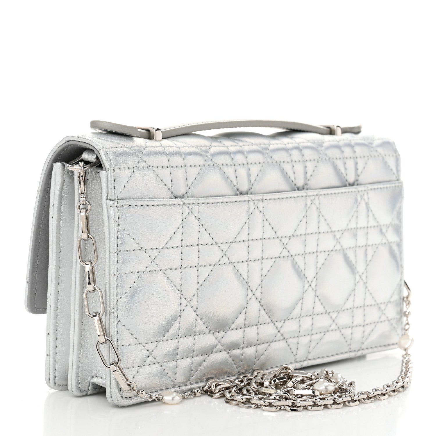 Christian Dior Iridescent Metallic Lambskin Cannage Mini My Dior Bag Silver 3 of 11
