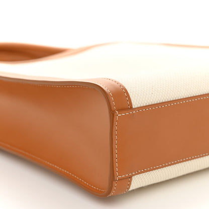 Celine Canvas Calfskin Logo Print Small Vertical Cabas Natural Tan 8 of 9
