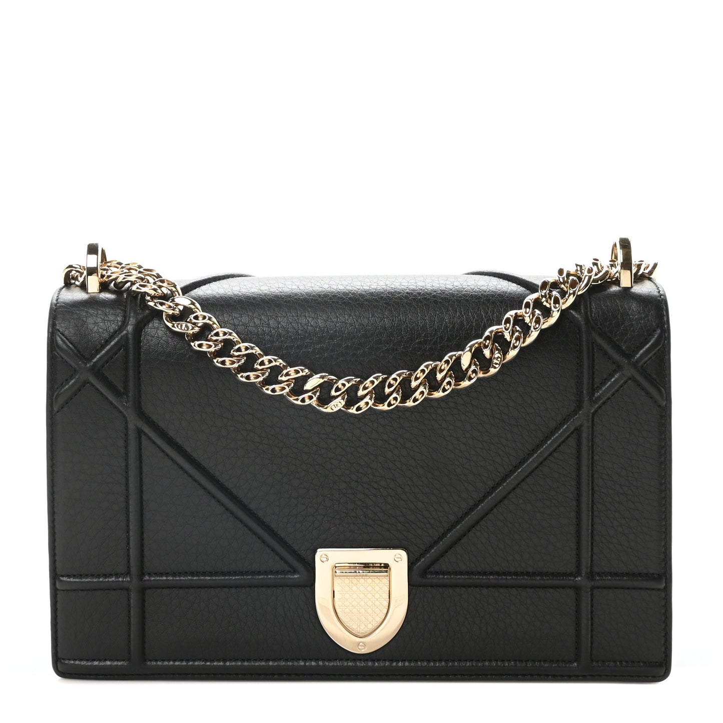 Grained Calfskin Medium Diorama Flap Bag Black