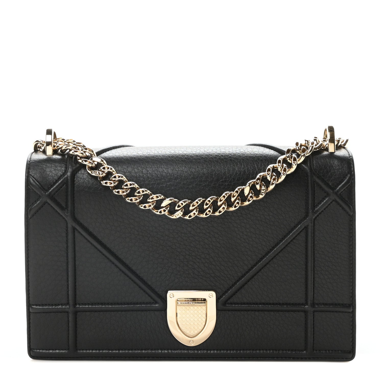 Christian Dior Grained Calfskin Medium Diorama Flap Bag Black 1 of 12