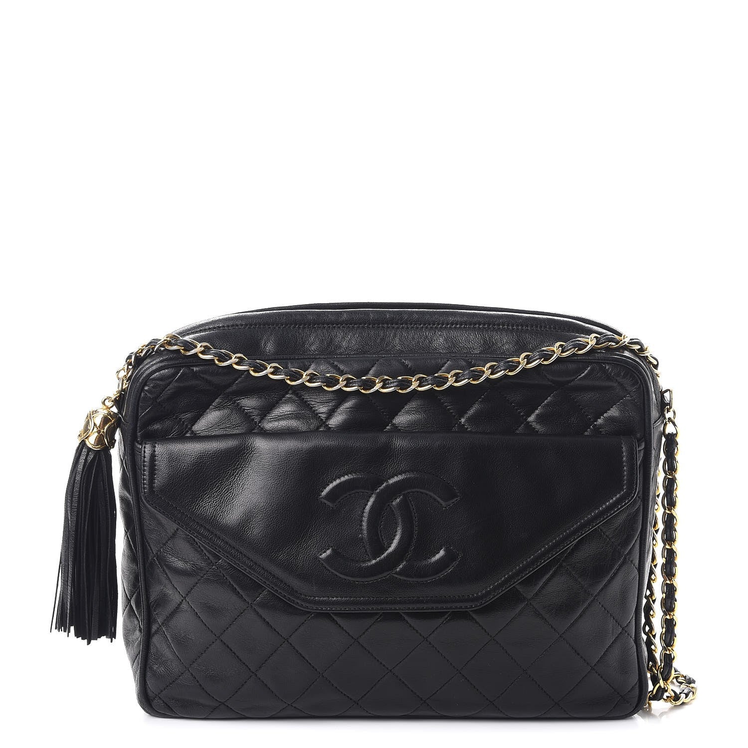 Chanel Lambskin Quilted CC Tassel Camera Case Black 1 of 12