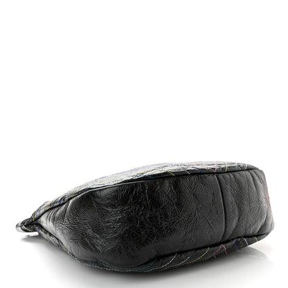 Chanel Glazed Calfskin Chevron Stitched Large 31 Shopping Bag Black Multicolor 3 of 9