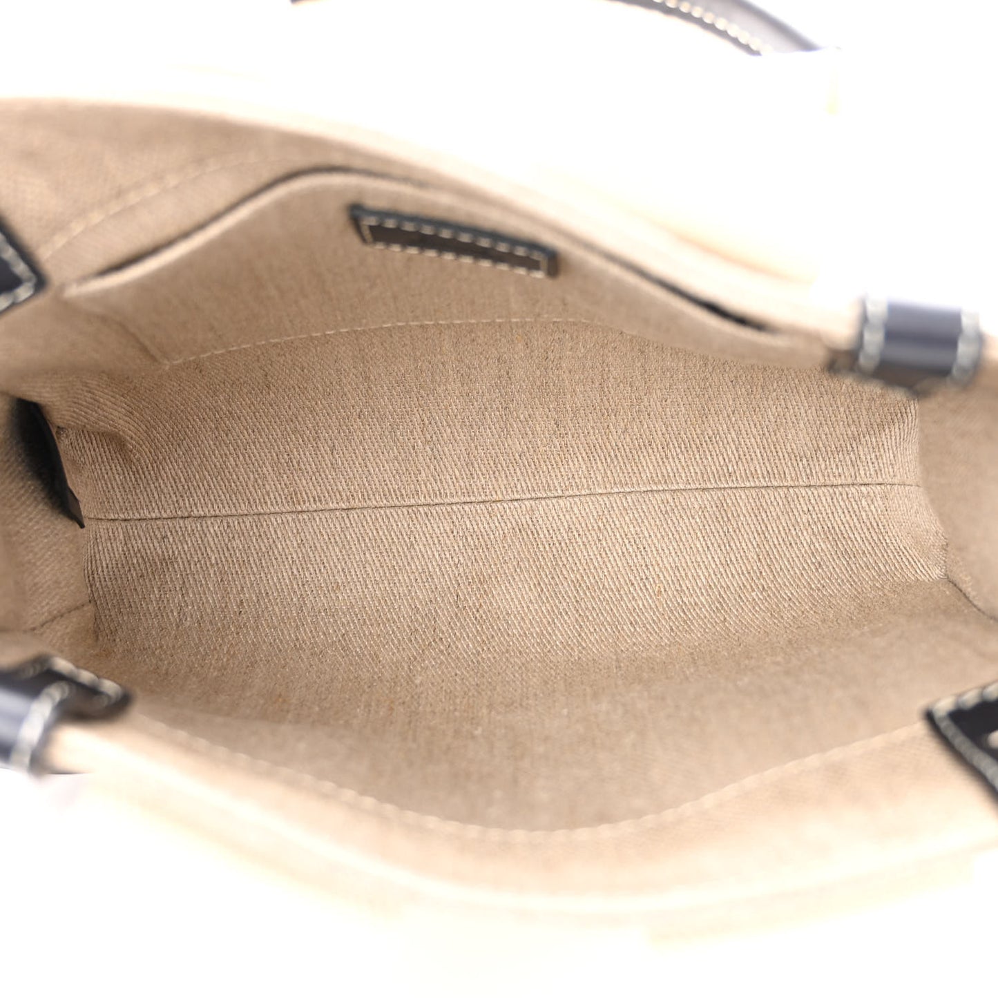Linen Calfskin Small Woody Ribbon Tote With Strap White Navy