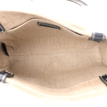 Chloe Linen Calfskin Small Woody Ribbon Tote With Strap White Navy 5 of 10