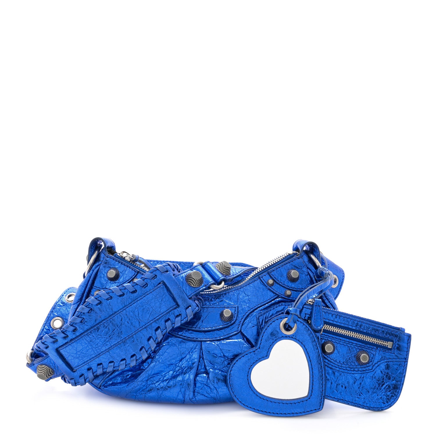 Balenciaga Metallic Arena Agneau Le Cagole Shoulder Bag XS Blue 3 of 13