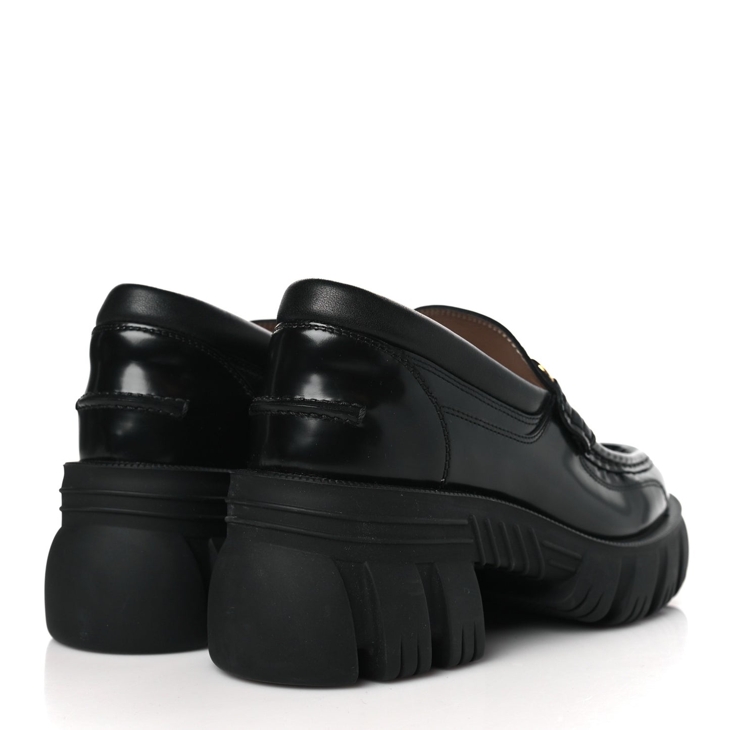 Magnum Calfskin Nappa Samoa Womens Horsebit Platform Chunky Lug Sole 40mm Loafers 39 Black