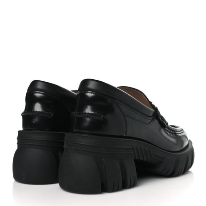 Gucci Magnum Calfskin Nappa Samoa Womens Horsebit Platform Chunky Lug Sole 40mm Loafers 39 Black 4 of 8