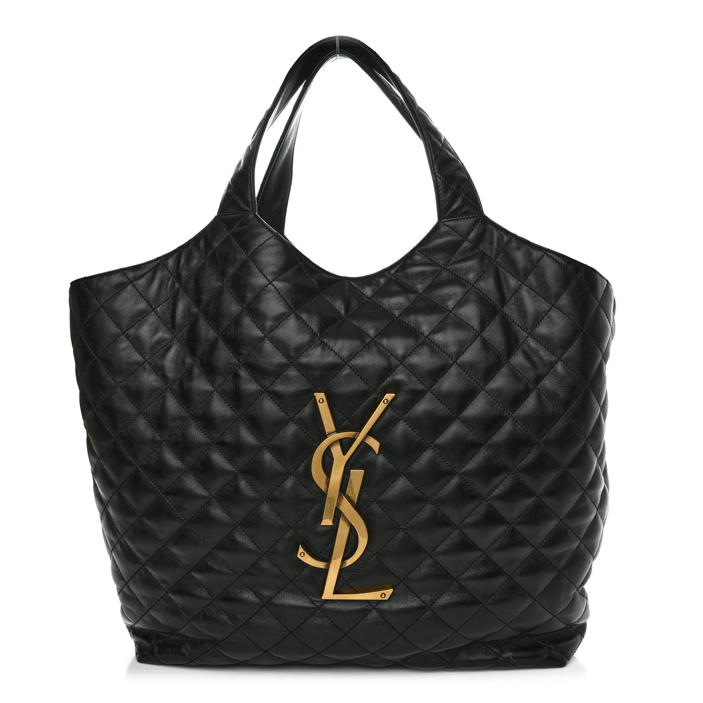 Lambskin Quilted Maxi Icare Shopping Tote Black