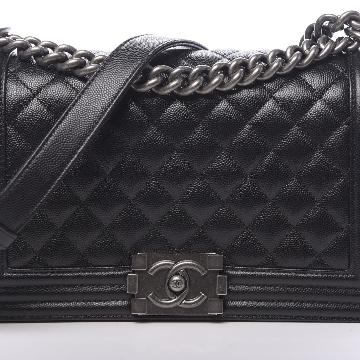 Caviar Quilted Medium Boy Flap Black