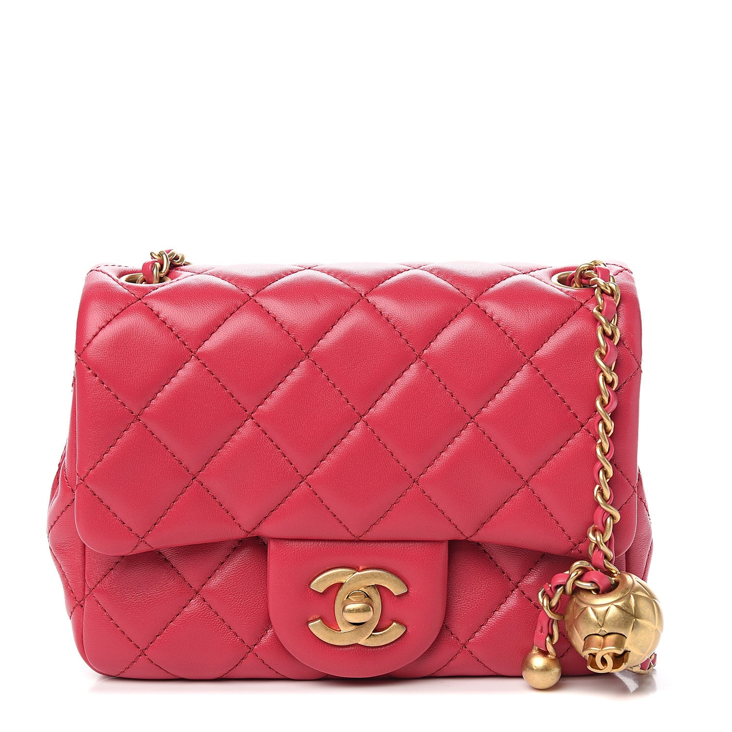 Lambskin Quilted Pearl Crush Mini Flap Pink