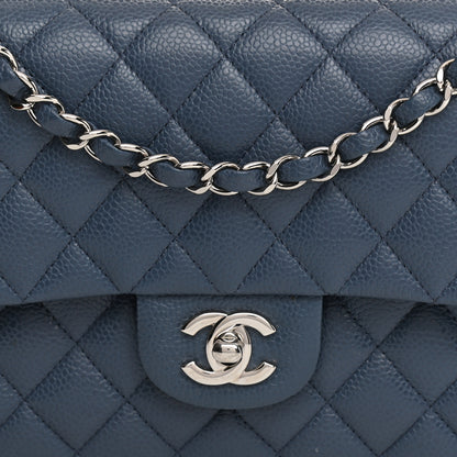 Chanel Caviar Quilted Medium Double Flap Blue 15 of 23