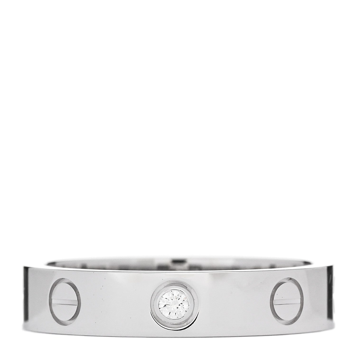 Cartier 18K White Gold Diamond 4mm LOVE Wedding Band Ring 52 6 1 of 4