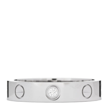 Cartier 18K White Gold Diamond 4mm LOVE Wedding Band Ring 52 6 1 of 4