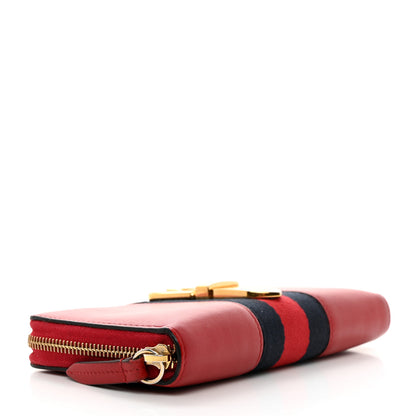 Gucci Calfskin Sylvie Zip Around Wallet Hibiscus Red 4 of 8