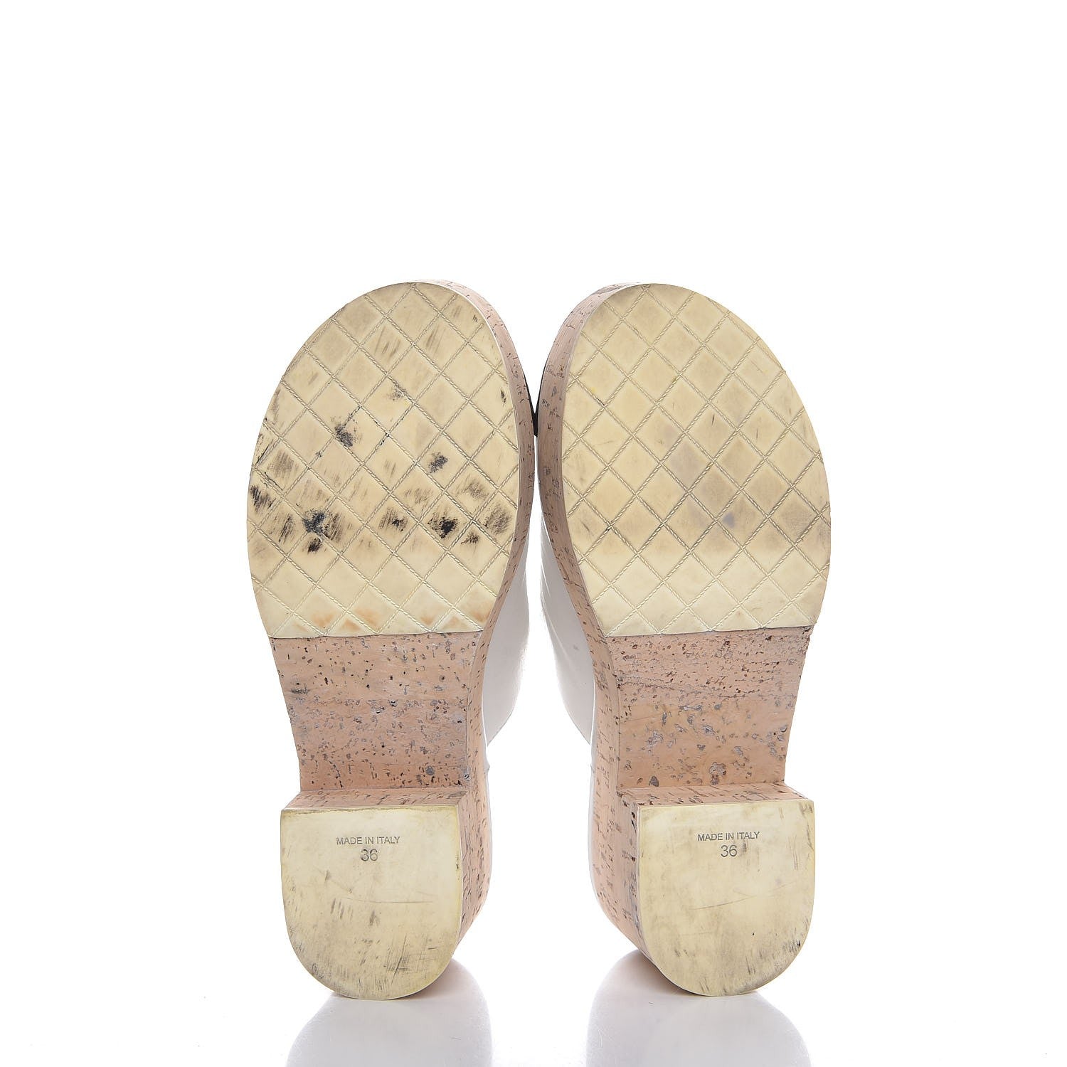Chanel Calfskin Cork Cap Toe CC Clogs 36 Beige Black 7 of 15