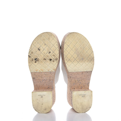 Chanel Calfskin Cork Cap Toe CC Clogs 36 Beige Black 7 of 15
