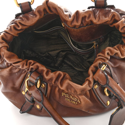 Prada Soft Calf Gathered Tote Nocciolo 4 of 12
