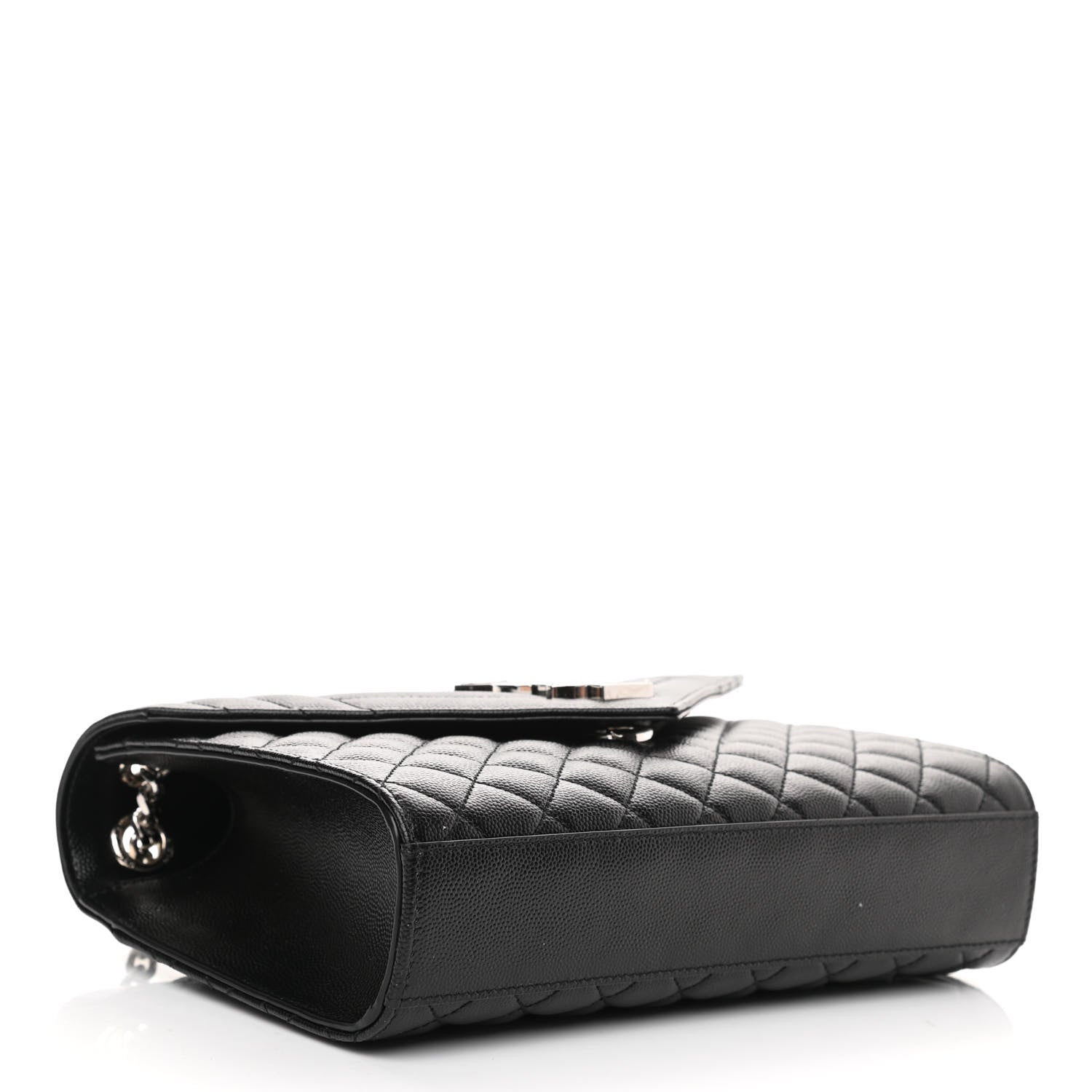 Saint Laurent Grain De Poudre Textured Mixed Matelasse Triquilt Medium Monogram Satchel Black 4 of 10